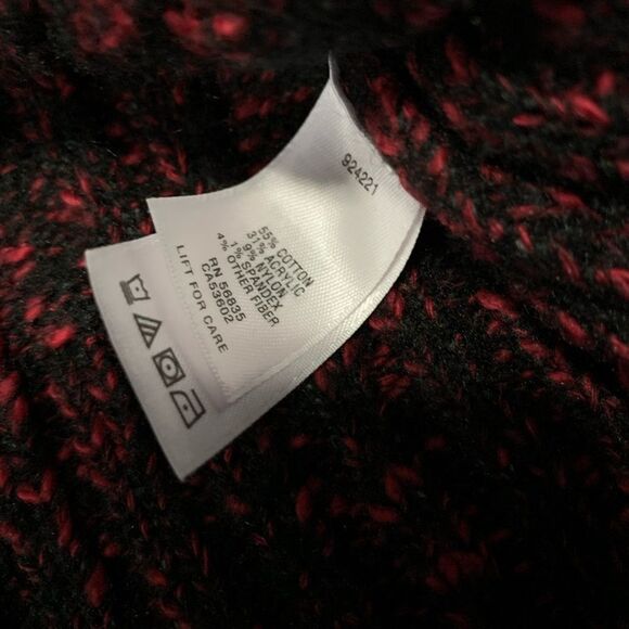 Cabelas Womens Hooded Pullover Black Red Long Sleeve Knit Sweater Size Large - Picture 5 of 8